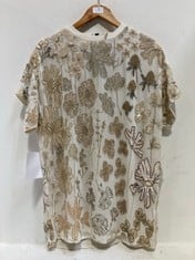 SHORT SLEEVE BEADED WIDE MIDI DRESS SNOW WHITE COMBO - SIZE XS - RRP £314