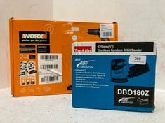 MAKITA 125 MM CORDLESS RANDOM ORBIT SANDER 18V - MODEL NO. DBO180Z TO INCLUDE WORX CORDLESS 2-TOOL COMBO KIT - MODEL NO. WX902 - TOTAL RRP £293