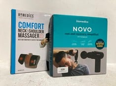 HOMEDICS NOVO MINI MASSAGE GUN BLACK - MODEL NO. PGM-45BK TO INCLUDE HOMEDICS NECK & SHOULDER MASSAGER WITH HEAT - MODEL NO. HCM-WRP325H-GB