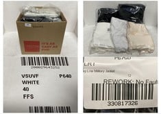 BOX OF ASSORTED WOMENS ITEMS TO INCLUDE CALVIN KLEIN COTTON TWILL TROUSERS WHITE - SIZE 40 (RRP £200)