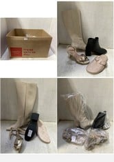 BOX OF ASSORTED SHOE ITEMS TO INCLUDE KITTEN KEEL STRAIGHT LEG KNEE BOOT CREAM - SIZE 3 (RRP £48)