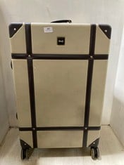 ROCK LUGGAGE VINTAGE 8-WHEEL RETRO STYLE HARDSHELL LARGE SUITCASE GOLD - RRP £135