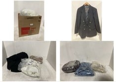 BOX OF ASSORTED WOMENS ITEMS TO INCLUDE SCALLOP EDGE BLAZER SUIT WHITE - SIZE 10 (RRP £60)