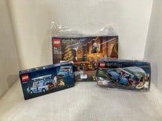 3 X ASSORTED LEGO ITEMS TO INCLUDE LEGO HARRY POTTER FLYING FORD ANGLIA