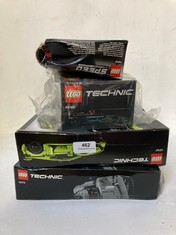 4 X ASSORTED LEGO ITEMS TO INCLUDE LEGO TECHNIC LAMBORGHINI HURACAN TECNICA GREEN 42161