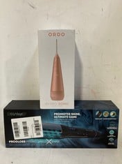 HYDRO SONIC WATER FLOSSER ORDO ROSE GOLD TO INCLUDE REVAMP HYDRO SHIELD X SHINE CERAMIC HAIR STRAIGHTENER - TOTAL RRP £178