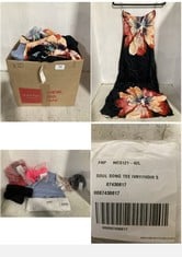 20 X ASSORTED SMALL ADULT CLOTHING ITEMS TO INCLUDE SLEEVELESS SLIP MAXI DRESS BLACK / FLORAL MOTIF - SIZE 8 (RRP £138)