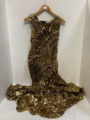 FOSSIL RUCHED MAXI DRESS METALLIC GOLD - SIZE 14 - RRP £495