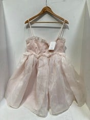 STRAP PLEATED MINI BALL GOWN DRESS LIGHT PINK - SIZE L - RRP £212