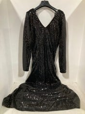 2 X ALAIA SEQUIN LONG SLEEVE MAXI DRESS BLACK - SIZE 8 - TOTAL RRP £320