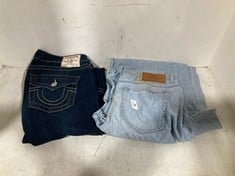 DIESEL MID RISE FLARE DENIM JEANS LIGHT BLUE - SIZE 28 TO INCLUDE TRUE RELIGION JOEY LOW RISE FLARE NAVY - SIZE 30 - TOTAL RRP £325