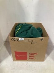 BOX OF ASSORTED IETS FRANS CLOTHING ITEMS TO INCLUDE IETS FRANS MID RISE JOGGING TROUSERS GREEN / YELLOW - SIZE XS