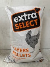 APPROX 50X EXTRA SELECT LAYERS PELLETS 20KG BAGS - BBE 21.02.2025 (KERBSIDE PALLET DELIVERY)