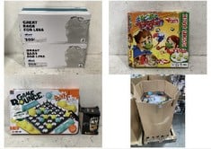 PALLET OF ASSORTED ITEMS TO INCLUDE TIC TAC TONGUE GAME, PACK OF 200 BIN BAGS (KERBSIDE PALLET DELIVERY)