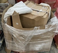 PALLET OF ASSORTED ITEMS TO INCLUDE GREY FABRIC BEAN BAG (KERBSIDE PALLET DELIVERY)