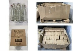 PALLET OF ASSORTED ITEMS TO INCLUDE TIS CLASSIC SWING TOP CLEAR GLASS BOTTLES (KERBSIDE PALLET DELIVERY)