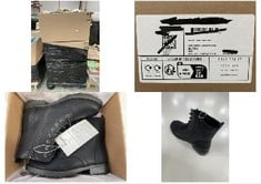 PALLET OF ASSORTED SHOES TO INCLUDE WOMENS COLLINS COMBAT BOOT IN BLACK - SIZE UK4.5 (KERBSIDE PALLET DELIVERY)