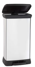 2 X CURVER METAL EFFECT 70% RECYCLED KITCHEN PEDAL TOUCH DECO BIN 50 LITRES - SILVER.