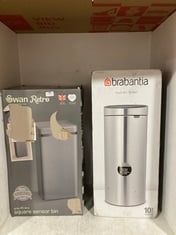 SWAN RETRO 45 L GREY SQUARE SENSOR BIN TO INCLUDE BRABANTIA 30L TOUCH BIN .