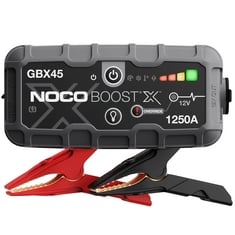 1 X NOCO BOOST X GBX45 1250A 12V ULTRASAFE PORTABLE LITHIUM CAR JUMP STARTER, HEAVY-DUTY BATTERY BOOSTER POWER PACK, POWERBANK CHARGER, AND JUMP LEADS FOR UP TO 6.5 L PETROL AND 4.0 L DIESEL ENGINES.