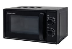 RUSSELL HOBBS 17L SMALL MICROWAVE BLACK MANUAL TEXTURES 700W WITH 5 POWER LEVELS & 30 MIN TIMER, DEFROST FUNCTION & EASY CLEAN, RHM1725B.