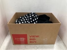 BOX OF ASSORTED ADULTS CLOTHING TO INCLUDE POLKLADOT SKIRT