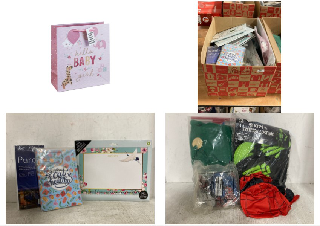 QTY OF ITEMS TO INCLUDE BOX OF ASSORTED ITEMS TO INCLUDE BABY GIRL PINK BABY SHOWER NEWBORN RECYCLABLE GIFT BAG WITH TAG (MEDIUM)