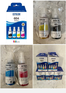 5 X EPSON ECOTANK 664 GENUINE MULTIPACK INK BOTTLES.