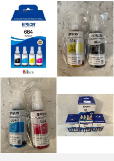 4 X EPSON ECOTANK 664 GENUINE MULTIPACK INK BOTTLES.