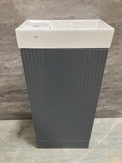 DECO COMPACT FLOOR STANDING 1 DOOR VANITY BASIN UNIT TO INCLUDE CERAMIC BASIN, 400MM - SOFT BLACK - TOTAL LOT RRP £615