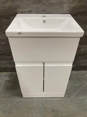 URBAN FLOOR STANDING 2 DOOR 1 DRAWER VANITY UNIT 500MM - SATIN WHITE TO INCLUDE FURNITURE MID-EDGE CERAMIC BASIN 1 TAP HOLE 500MM - TOTAL LOT RRP £276