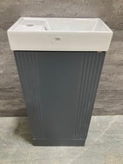 DECO COMPACT FLOOR STANDING 1 DOOR VANITY BASIN UNIT TO INCLUDE CERAMIC BASIN, 400MM - SOFT BLACK - TOTAL LOT RRP £2590