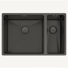 ELLSI ELITE UNDERMOUNT 1.5 BOWL KITCHEN SINK WITH WASTE AND OVERFLOW 670MM L X 440MM W - GUN METAL - RRP £370