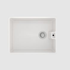 ELLSI COMITE UNDERMOUNT 1.0 BOWL KITCHEN SINK AND WASTE WITH OVERFLOW 595MM L X 445MM W - GLOSS WHITE - RRP £394