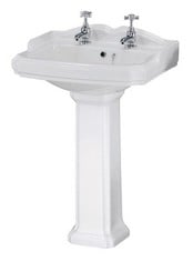 2 TAP HOLE BASIN IN WHITE TO INCLUDE FULL PEDESTAL