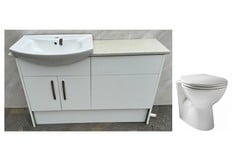 SATURN CLOAKROOM GLOSS WHITE FITTED FURNITURE PACK WITH BASIN AND ELATION BACK TO WALL PAN - TOTAL RRP £1325 (KERBSIDE PALLET DELIVERY)