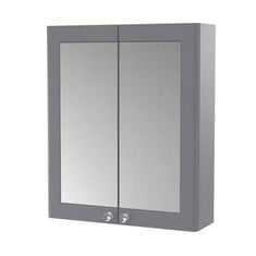 CLASSIQUE WALL HUNG 2 DOOR MIRROR CABINET, 600MM - SATIN GREY - RRP £325