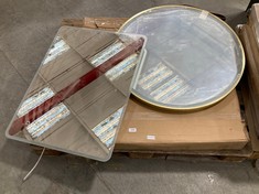 2 X ASSORTED MIRRORS TO INCLUDE 800MM ROUND BRUSHED BRASS MIRROR