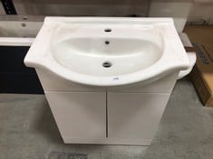 NUIE MAYFORD FLOOR STANDING 2 DOOR VANITY UNIT 650MM - GLOSS WHITE AND 650MM STANDARD BASIN - RRP £453