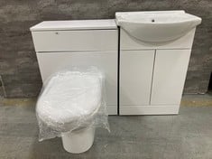 MAYFORD TWO DOOR FLOOR STANDING GLOSS WHITE VANITY TO INCLUDE BASIN - TOTAL LOT RRP £902.00 (KERBSIDE PALLET DELIVERY)