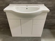 MAYFORD FLOOR STANDING 3 DOOR 2 DRAWER VANITY UNIT 850MM - GLOSS WHITE TO INCLUDE MAYFORD ROUND CERAMIC 1 TAP HOLE BASIN 850MM - TOTAL LOT RRP £416