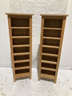 2 X HOLLOW WOOD OAK CD/BOOKSHELVES