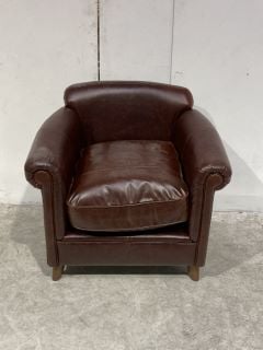 JOHN LEWIS REGENT BROWN LEATHER SINGLE CHAIR