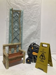 PLLET OF ITEMS TO INCLUDE TON SACKS AND HOSE REEL