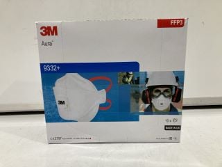 4 X 3M AURA FFP3 PARTICULATE RESPIRATOR X10 IN BOX TOTAL RRP £120