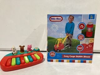 1 X BOX OF MIXED TOYS TO INCLUDE LITTLE TIKES COZY COUPE BUBBLE CAR