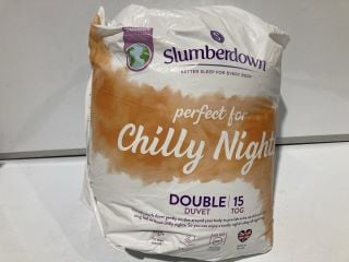 1 X BOX OF ITEMS TO INCLUDE SLUMBERDOWN DOUBLE DUVET