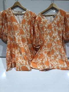 1 X BOX OF PREMIUM DESIGNER APPAREL TO INCLUDE FOREVER UNIQUE ORANGE /CREAM DRESS UK 14