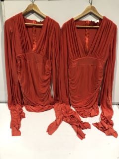 1 X BOX OF PREMIUM DESIGNER APPAREL TO INCLUDE FOREVER UNIQUE RED ORANGE DRESS UK 14