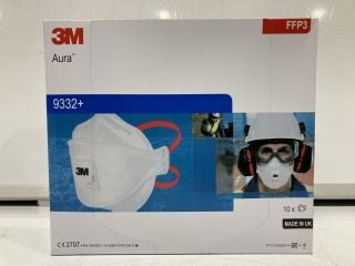 4 X 3M AURA FFP3 PARTICULATE RESPIRATOR X10 IN BOX TOTAL RRP £120